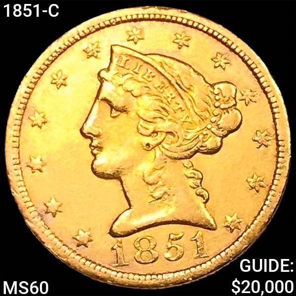1851-C $5 Gold Half Eagle UNCIRCULATED (1 of 2)