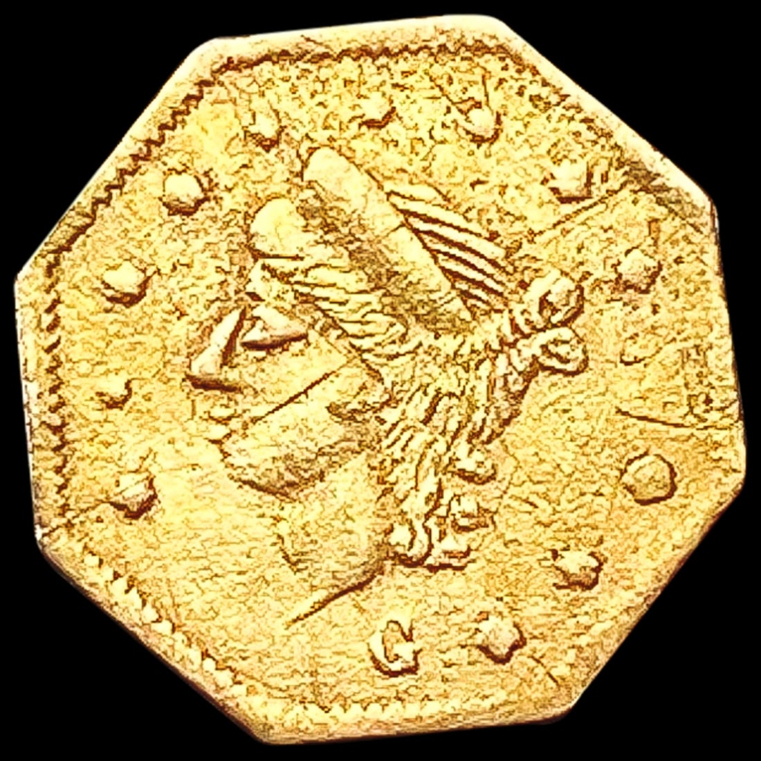 1870 Octagonal California Gold Quarter NEARLY UNCIRCULATED (1 of 2)