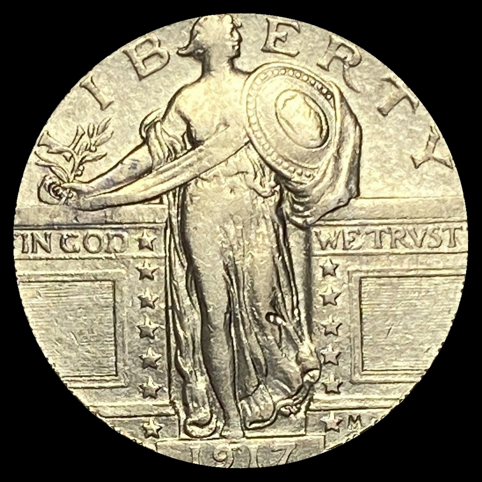 1917 Type 1 Standing Liberty Quarter CHOICE AU: 1917 Type 1 Standing Liberty Quarter CHOICE AU