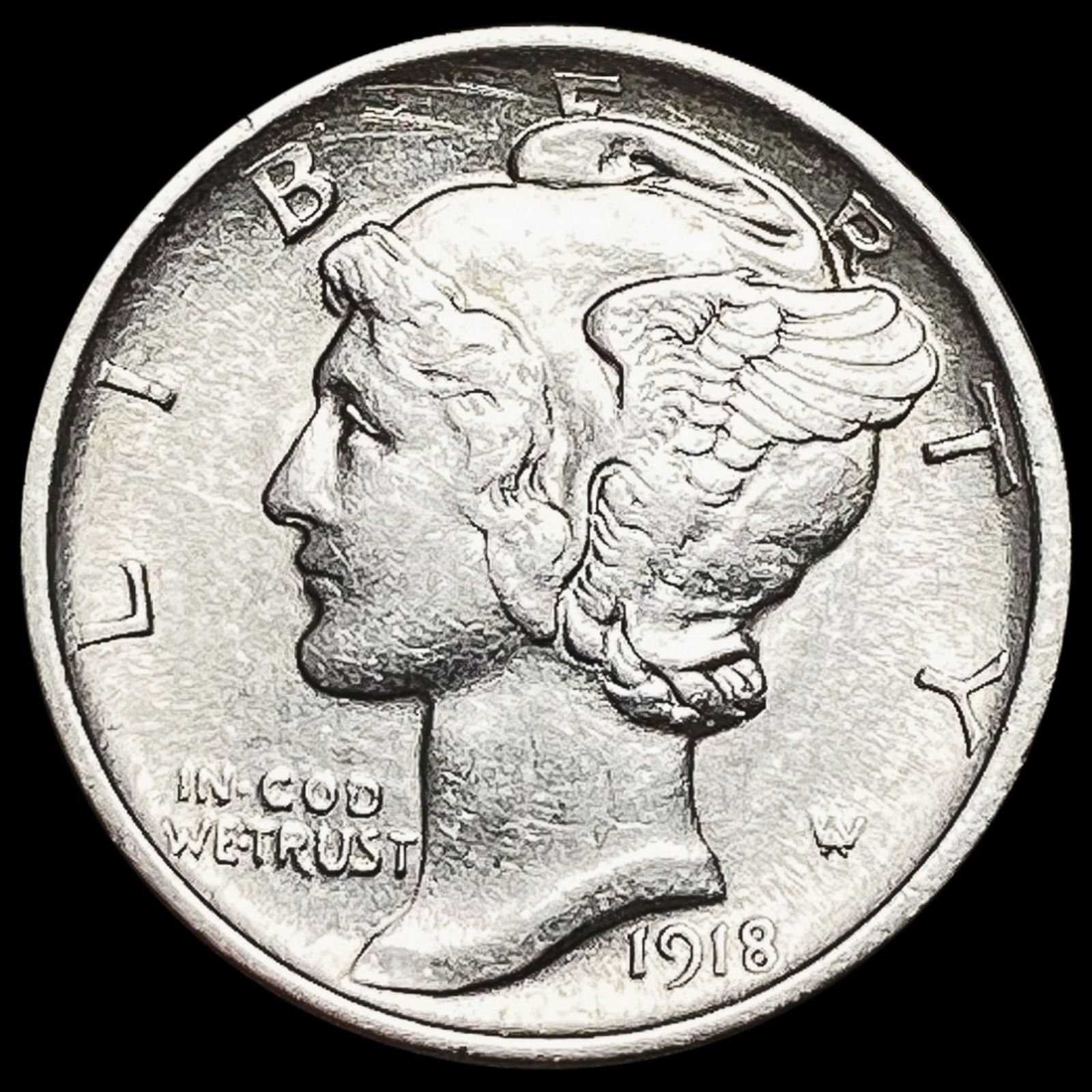 1918-D Mercury Dime CLOSELY UNCIRCULATED (1 of 2)