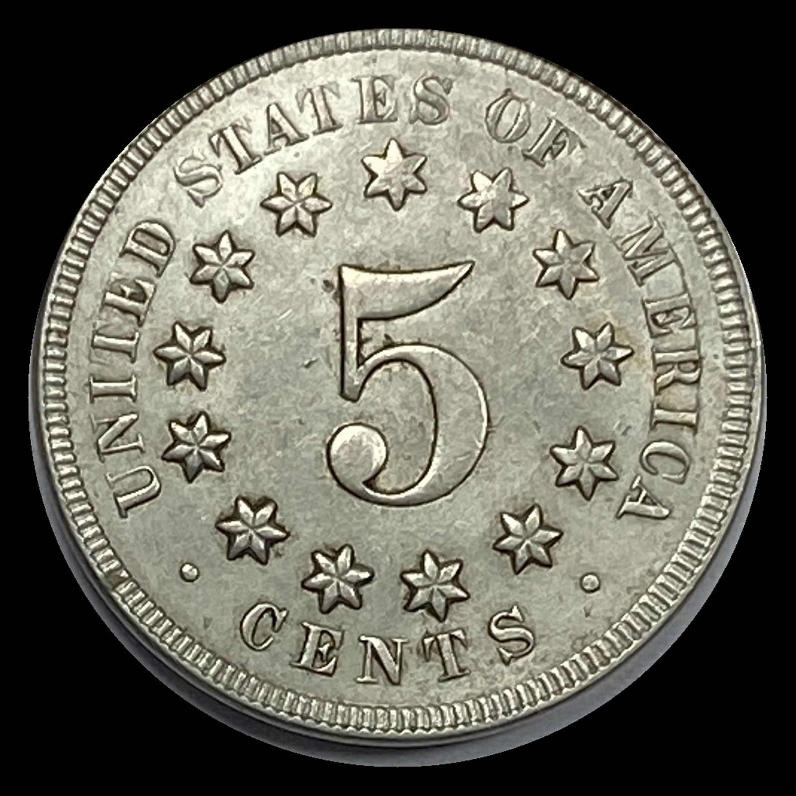 1868 Shield Nickel NEARLY UNCIRCULATED (1 of 2)