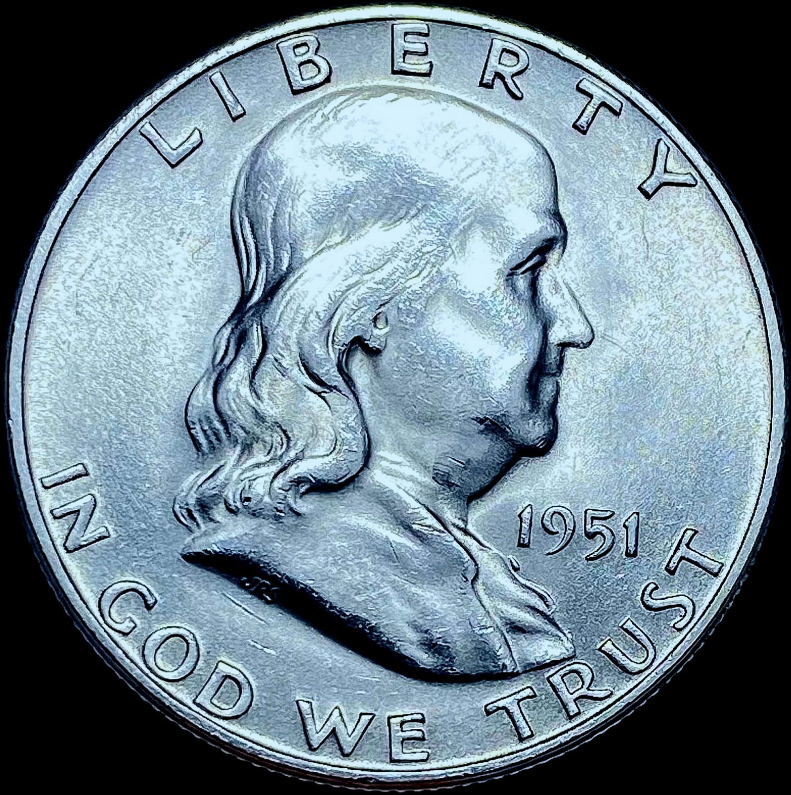 1951-S Silver Half Dollar Franklin GEM BU (1 of 2)