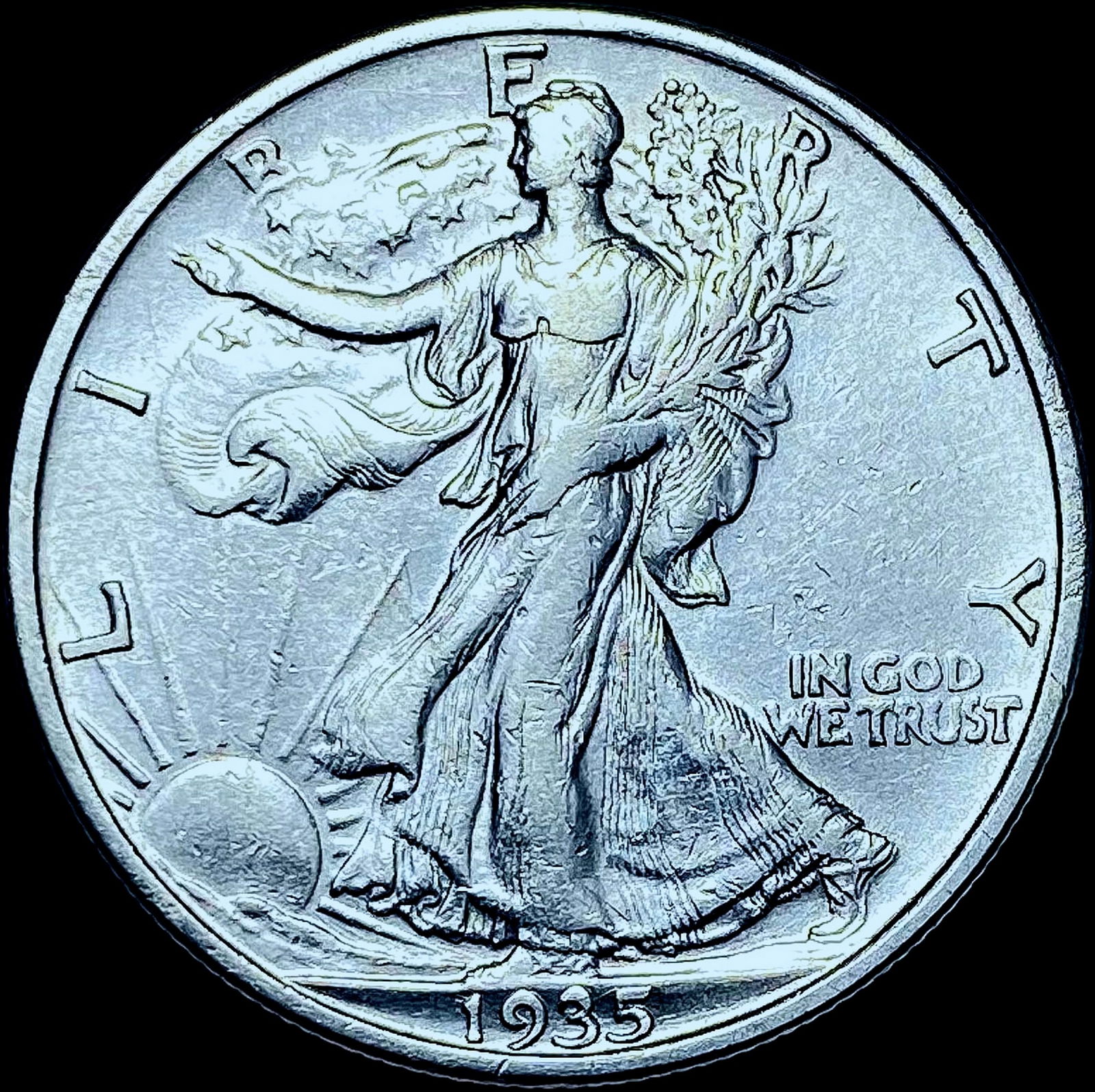 1935-S Silver Walking Liberty Half Dollar CHOICE AU (1 of 2)