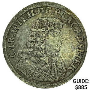 1678CP German Silver 2/3 Thaler NEARLY UNCIRCULATED