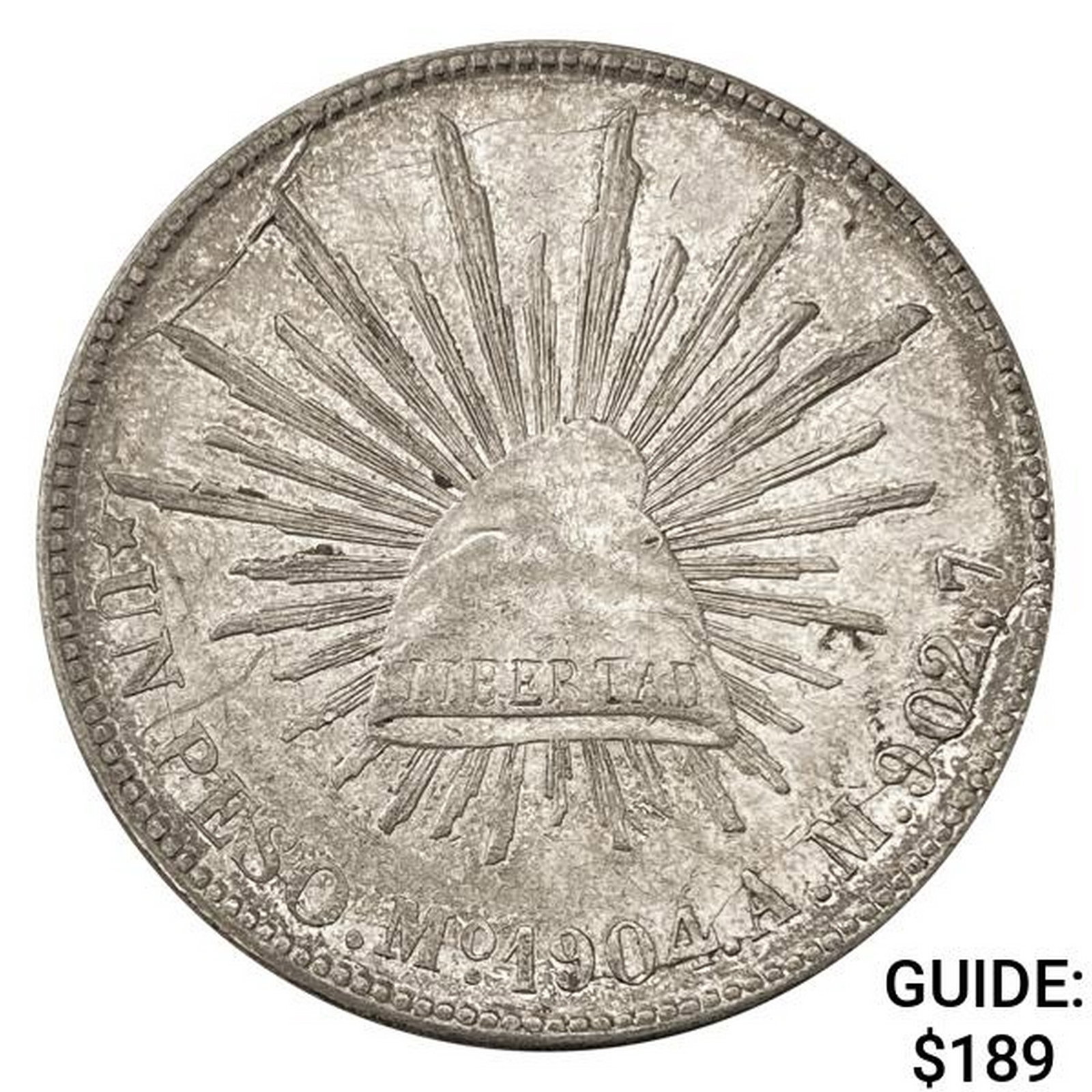 1904Mo AM Mexico Silver Peso CHOICE AU: 1904Mo AM Mexico Silver Peso CHOICE AU