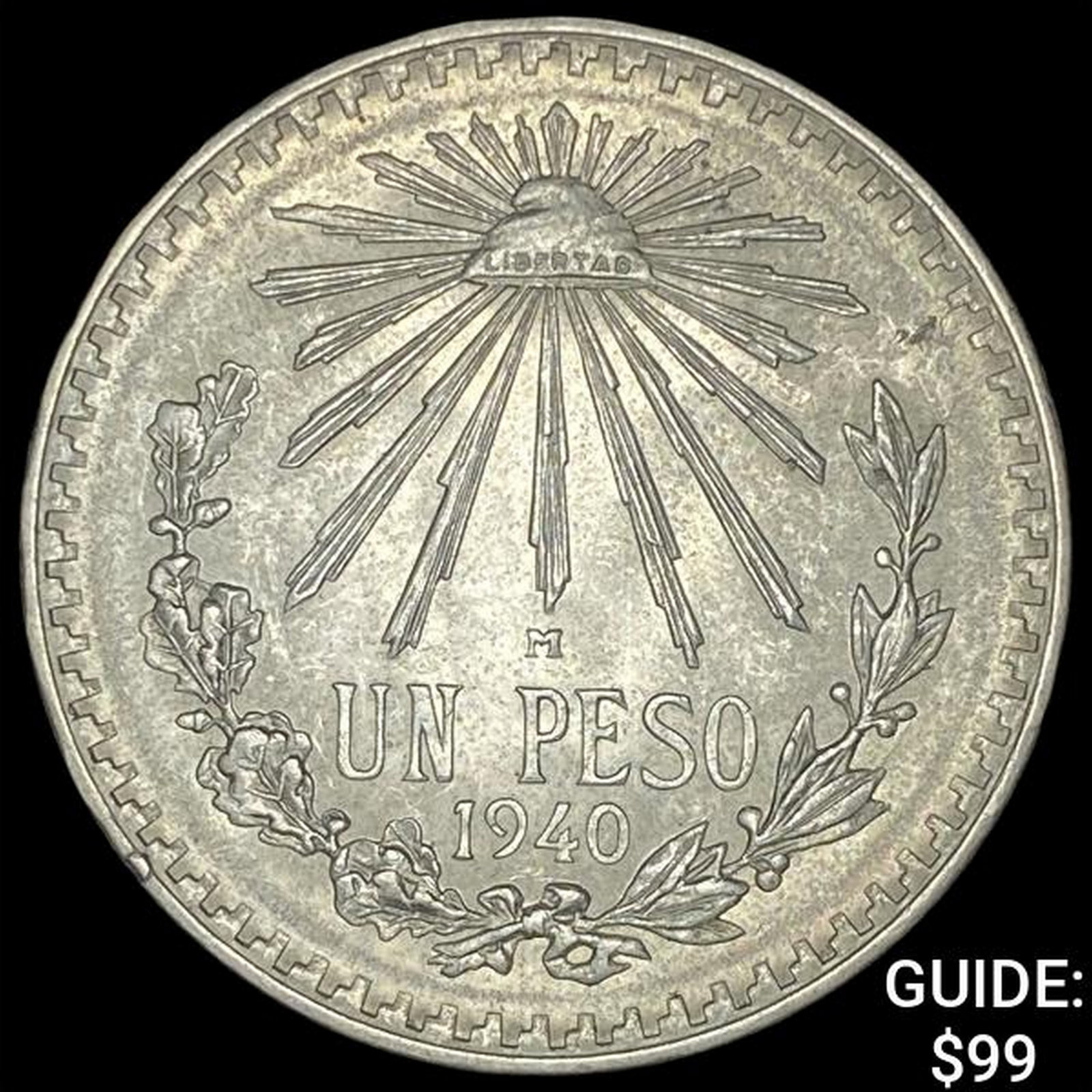1940-M Mexico Silver Peso Cap & Ray UNCIRCULATED: 1940-M Mexico Silver Peso Cap & Ray UNCIRCULATED