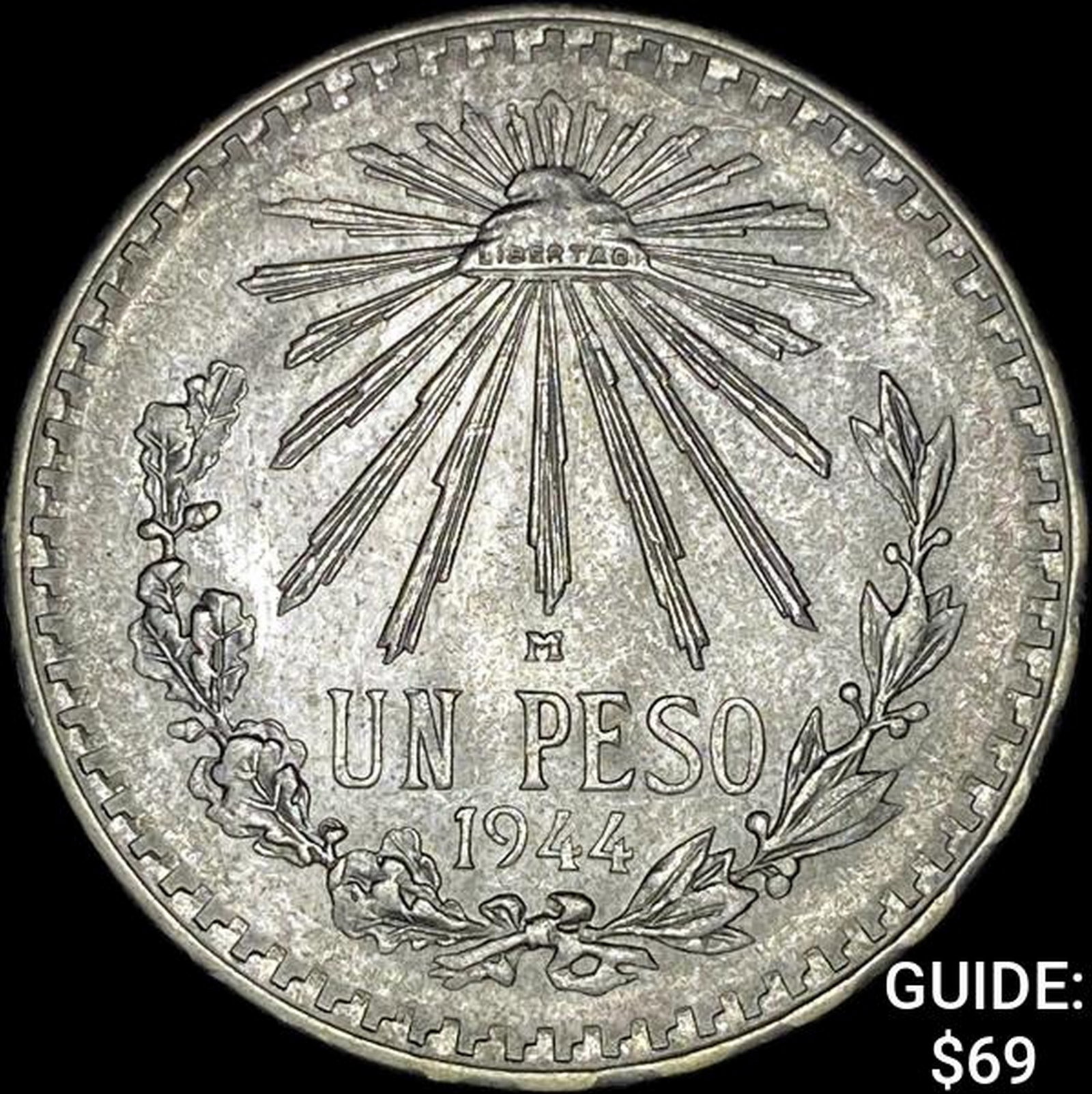 1944-M Mexico Silver Peso Cap & Ray UNCIRCULATED: 1944-M Mexico Silver Peso Cap & Ray UNCIRCULATED