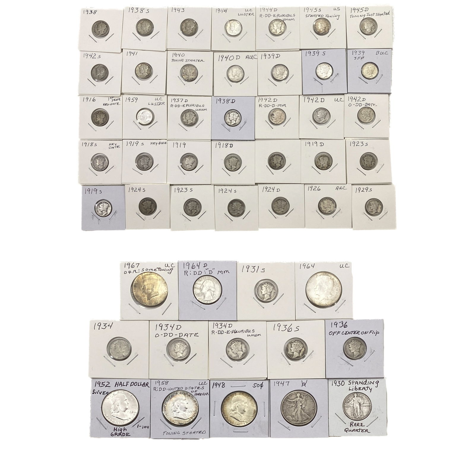 1916-1967 US Silver Coin Lot [49 Coins] HIGH GRADE: 1916-1967 US Silver Coin Lot [49 Coins] HIGH GRADE