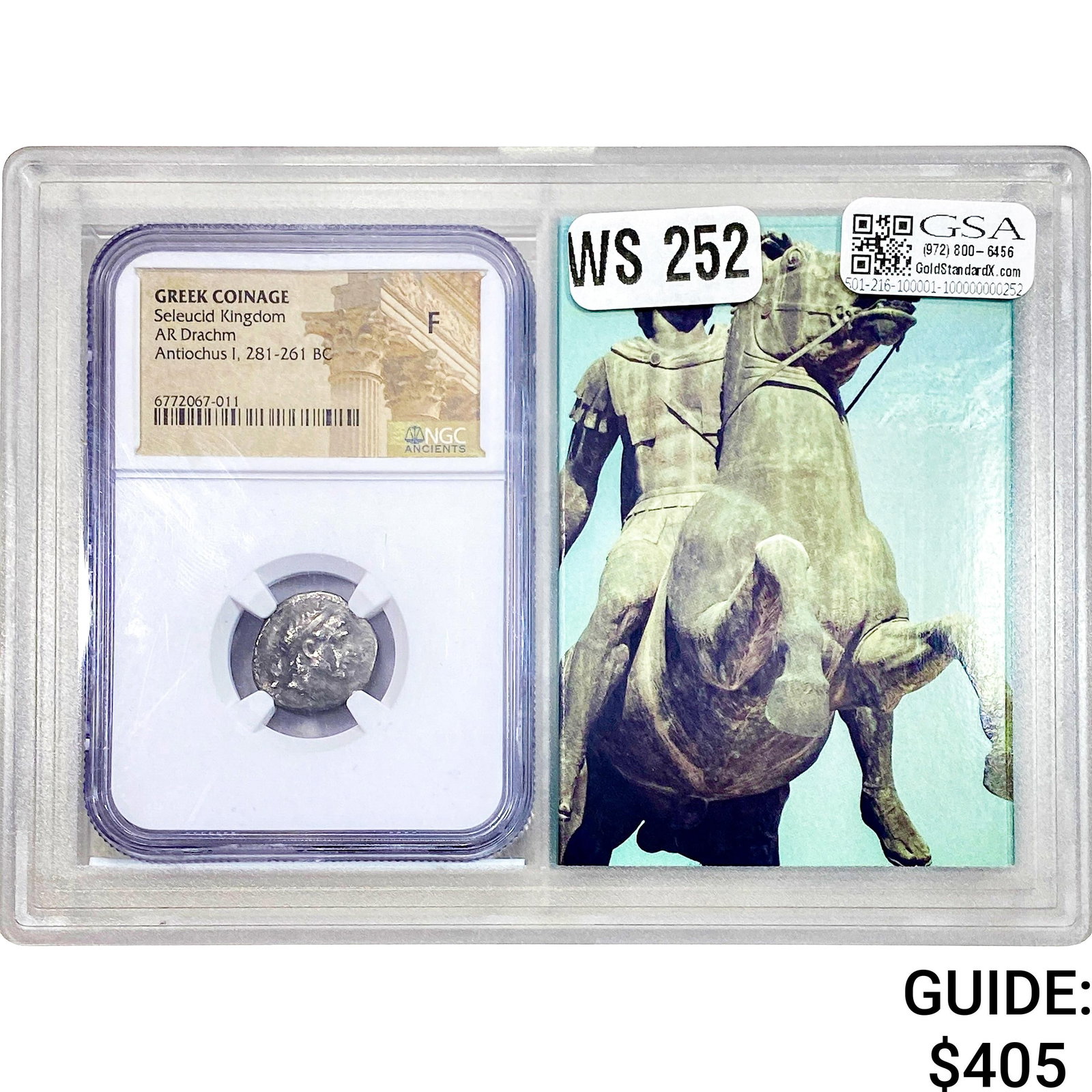 Greek Antiochus I, 281-261 BC Silver Drachm NGC F: Greek Antiochus I, 281-261 BC Silver Drachm NGC F