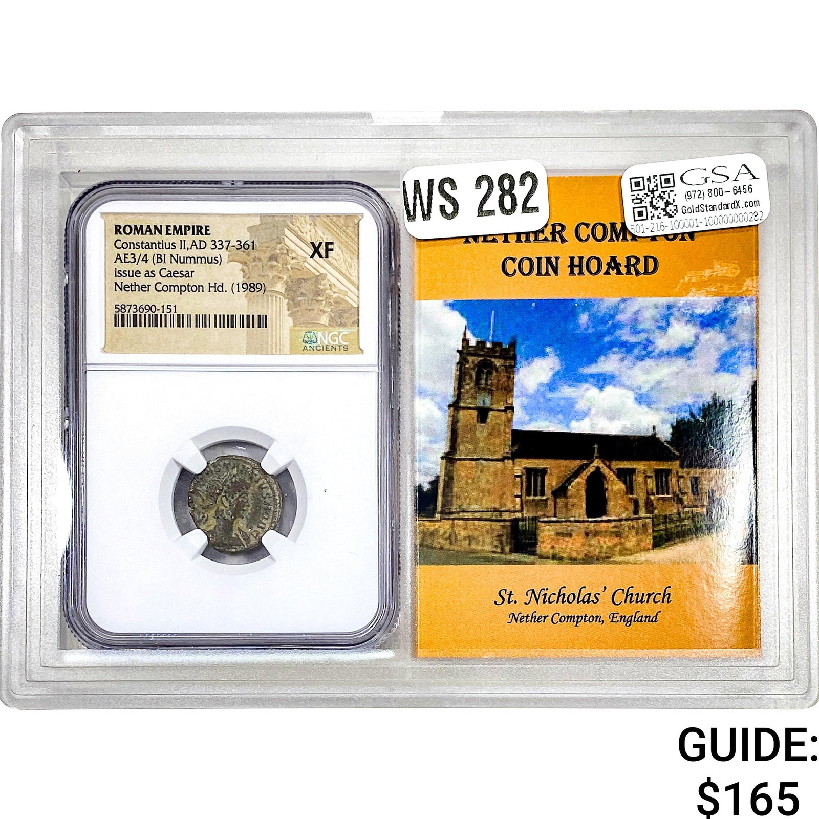 Roman Constantius II, AD 337-361 AE3/4 BI Nummus NGC XF: Roman Constantius II, AD 337-361 AE3/4 BI Nummus NGC XF