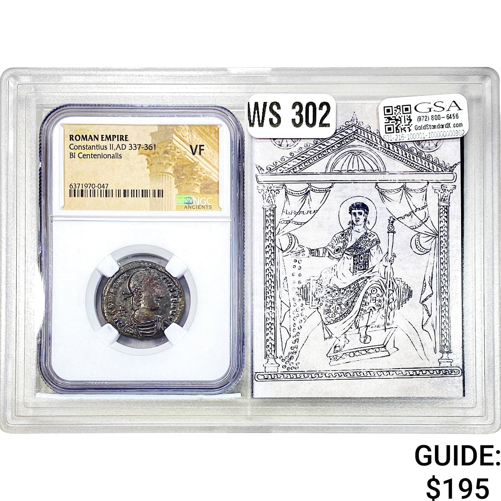 Roman Constantius II, AD 337-361 BI Centenionalis NGC VF: Roman Constantius II, AD 337-361 BI Centenionalis NGC VF
