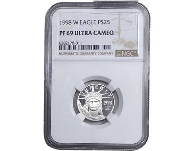 1998-W 1/4oz $25 Platinum Eagle NGC PF69 UC: 1998-W 1/4oz $25 Platinum Eagle NGC PF69 UC