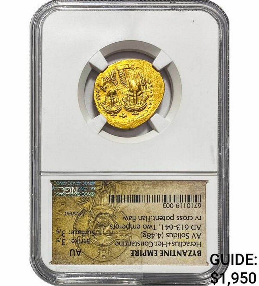 Byzantine Heraclius/Her. Constantine Gold Solidus NGC (1 of 2)