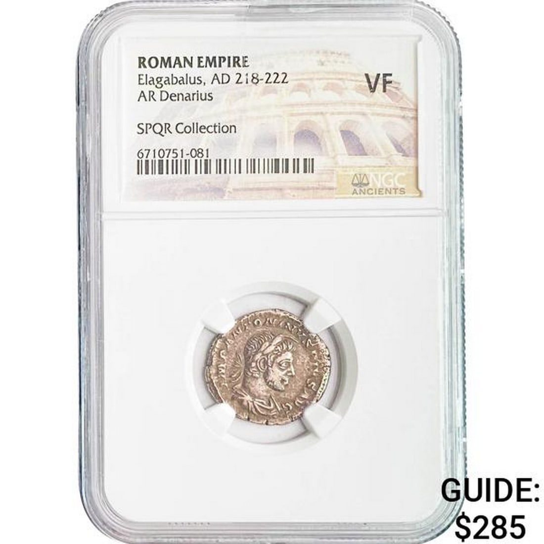Roman Elagabalus, AD 218-222 Silver Denarius NGC (1 of 2)