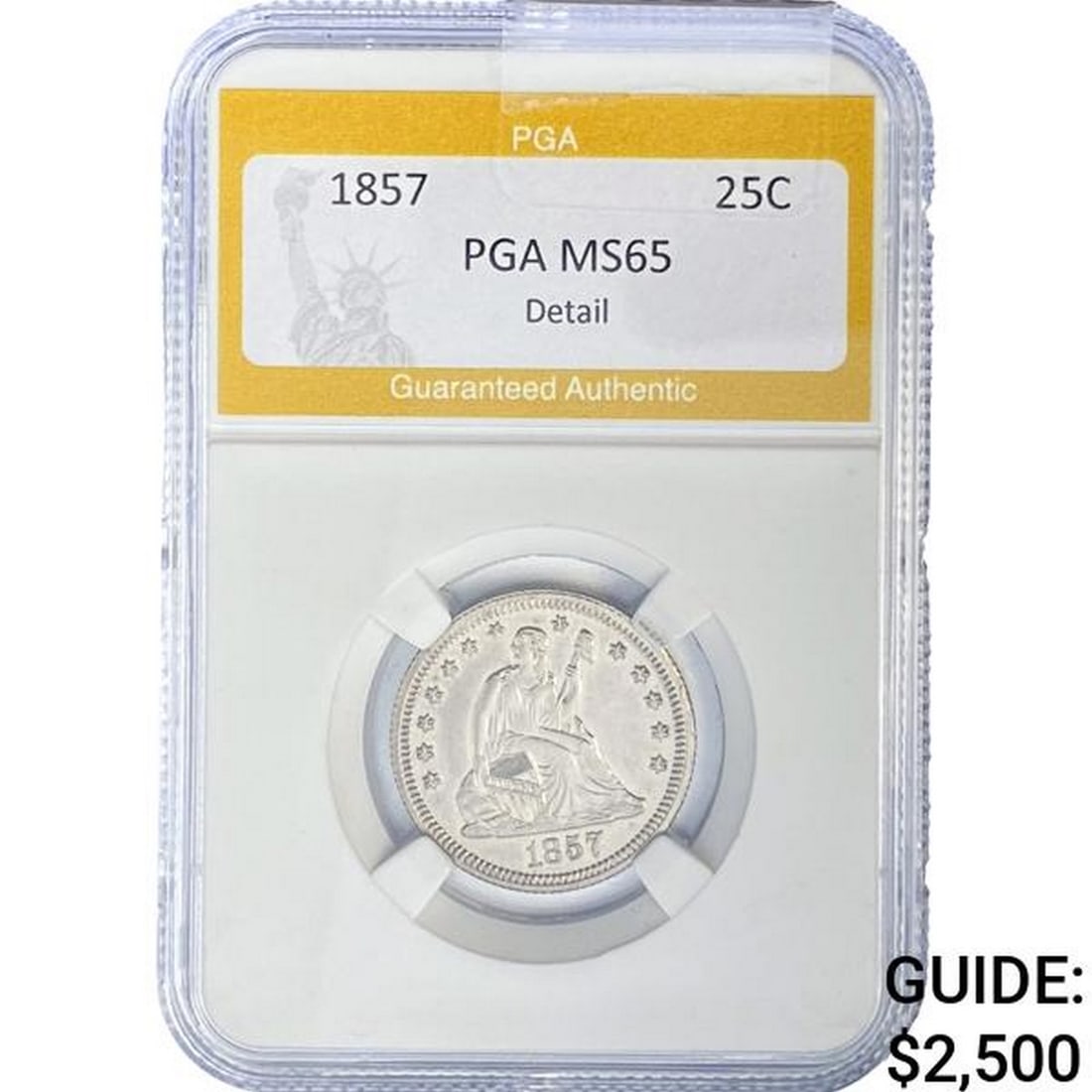 1857 Seated Liberty Quarter PGA MS65 (1 of 2)