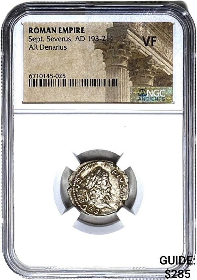 Roman Sept. Severus AD 193-211 Silver Denarius NGC VF: Roman Sept. Severus AD 193-211 Silver Denarius NGC VF