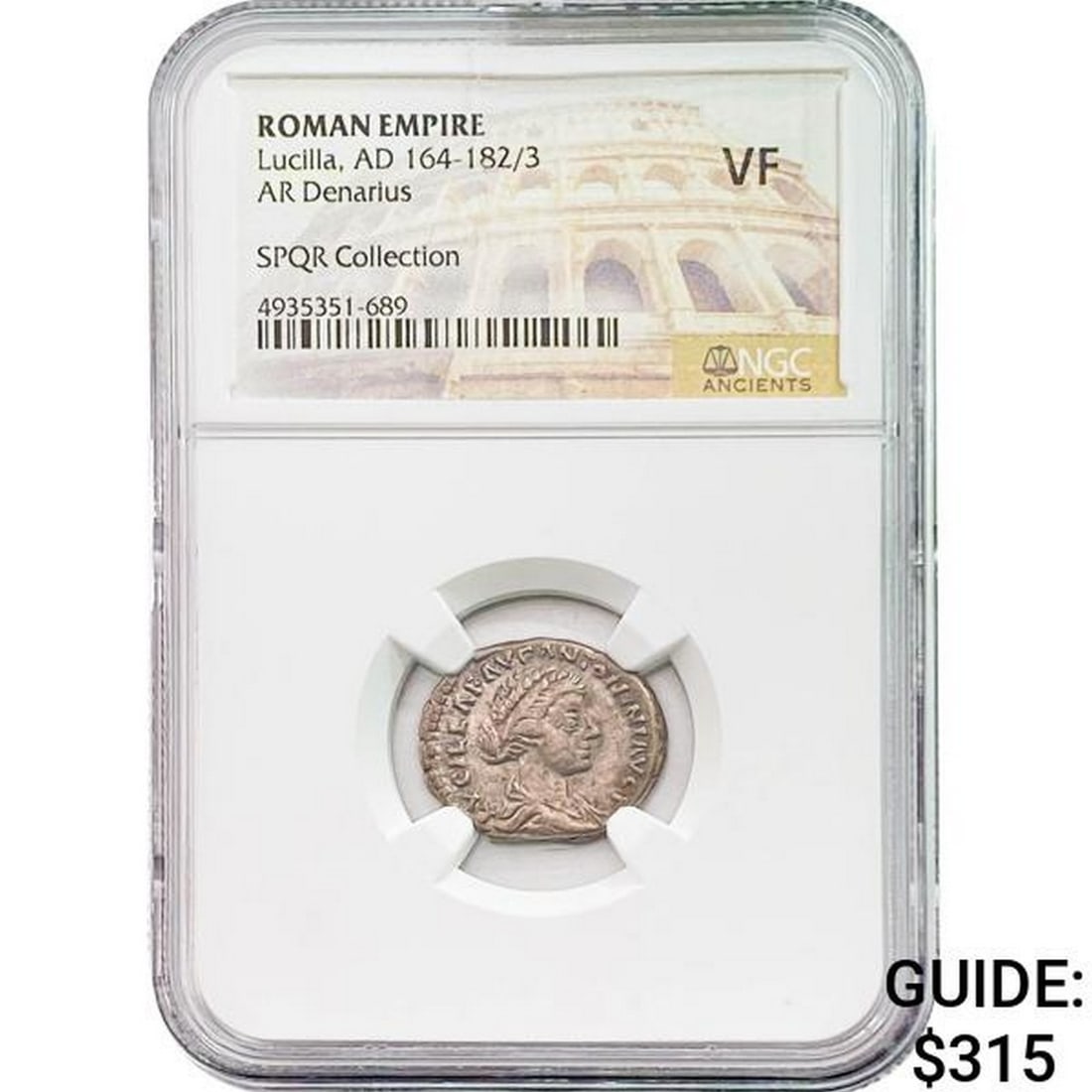 Roman Lucilla AD 164-182/3 Silver Denarius NGC VF (1 of 2)