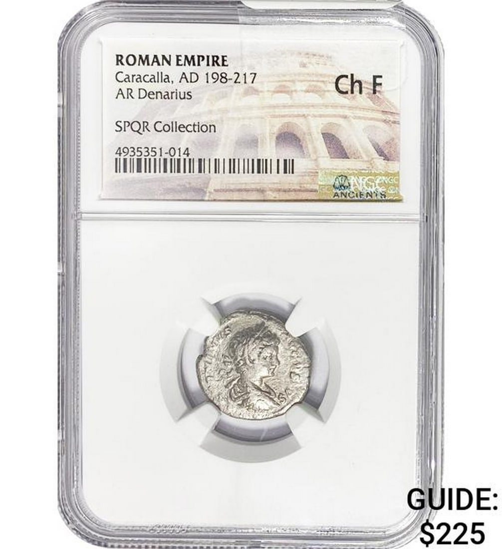 Roman Caracalla, AD 198-217 Silver Denarius NGC: Roman Caracalla, AD 198-217 Silver Denarius NGC