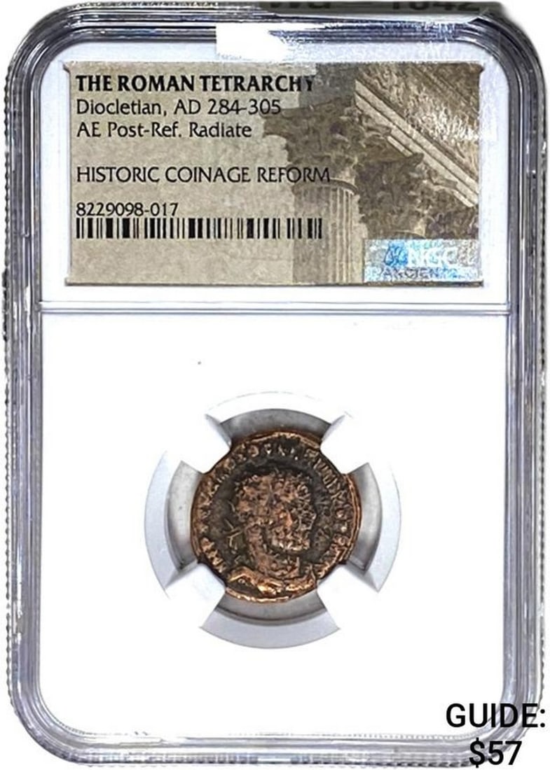 Roman Diocletian, AD 284-305 Bronze Post-Ref. Radiate NGC (1 of 2)