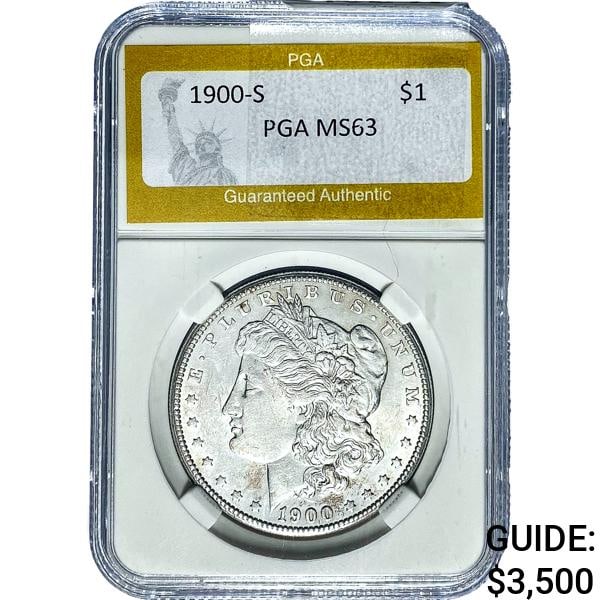 1900-S Morgan Silver Dollar PGA MS63: 1900-S Morgan Silver Dollar PGA MS63