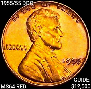 1955/55 DDO Wheat Cent CHOICE BU RD: 1955/55 DDO Wheat Cent CHOICE BU RD