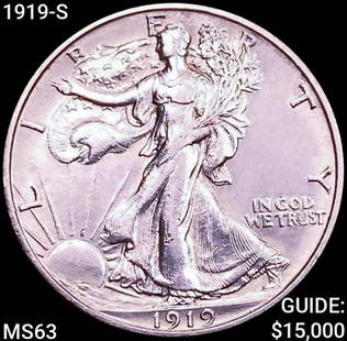 1919-S Walking Liberty Half Dollar CHOICE BU: 1919-S Walking Liberty Half Dollar CHOICE BU