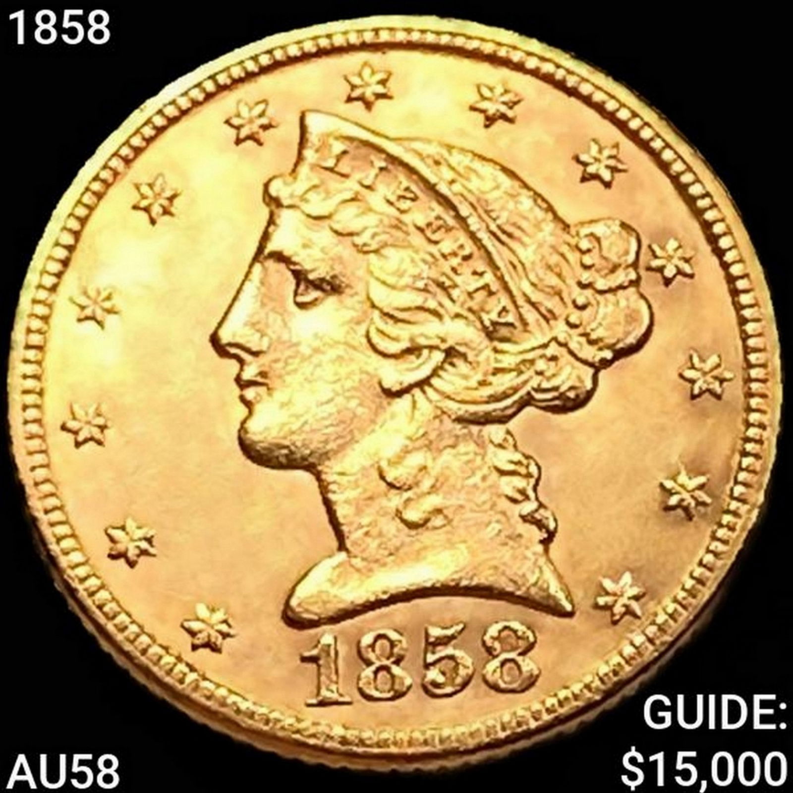 1858 $5 Gold Half Eagle CHOICE AU (1 of 2)