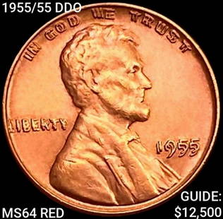 1955/55 DDO Wheat Cent CHOICE BU RD: 1955/55 DDO Wheat Cent CHOICE BU RD