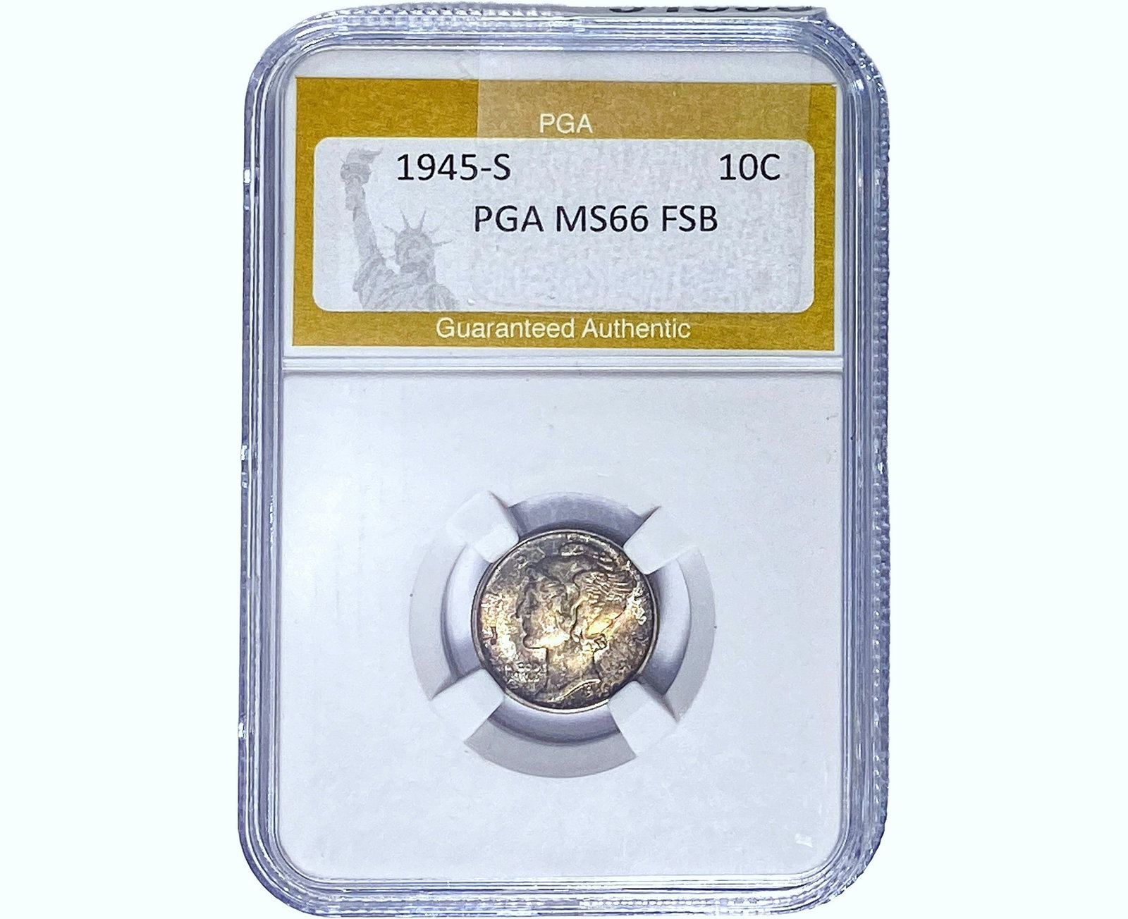 1945-S Mercury Silver Dime PGA MS66 FSB: 1945-S Mercury Silver Dime PGA MS66 FSB