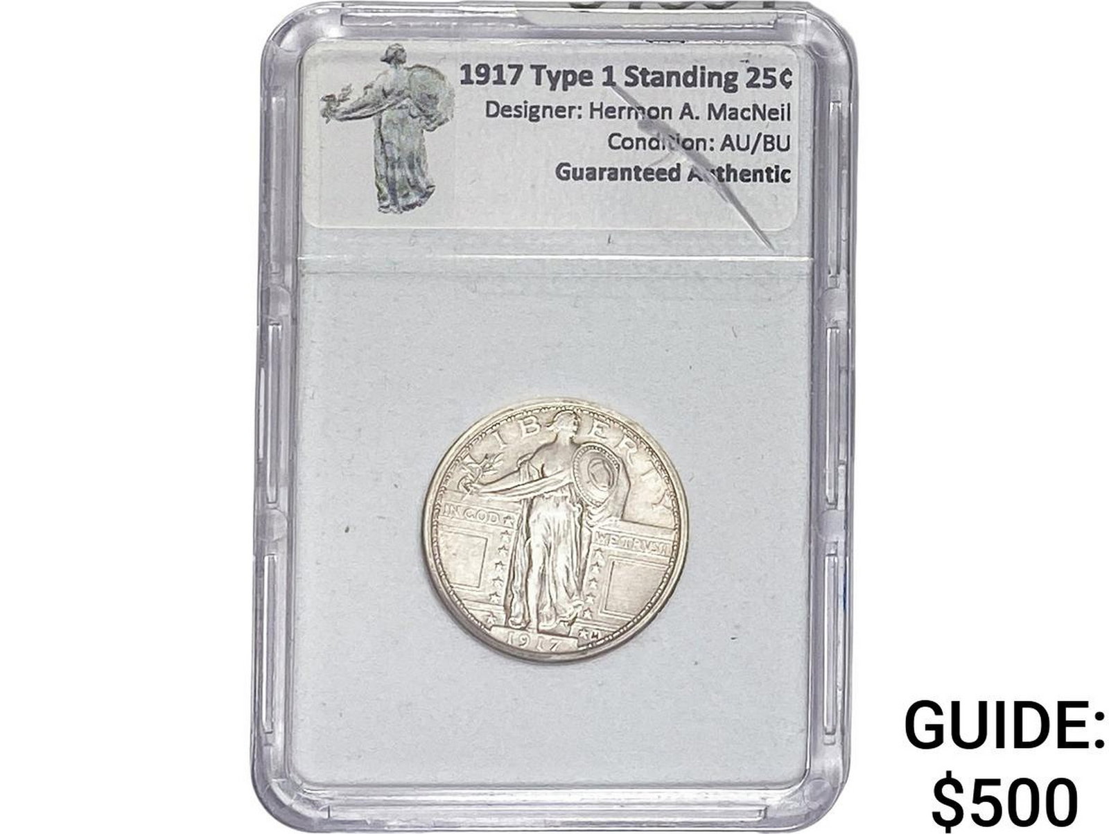 1917 TY1 Standing Liberty Quarter TCV AU/BU: 1917 TY1 Standing Liberty Quarter TCV AU/BU