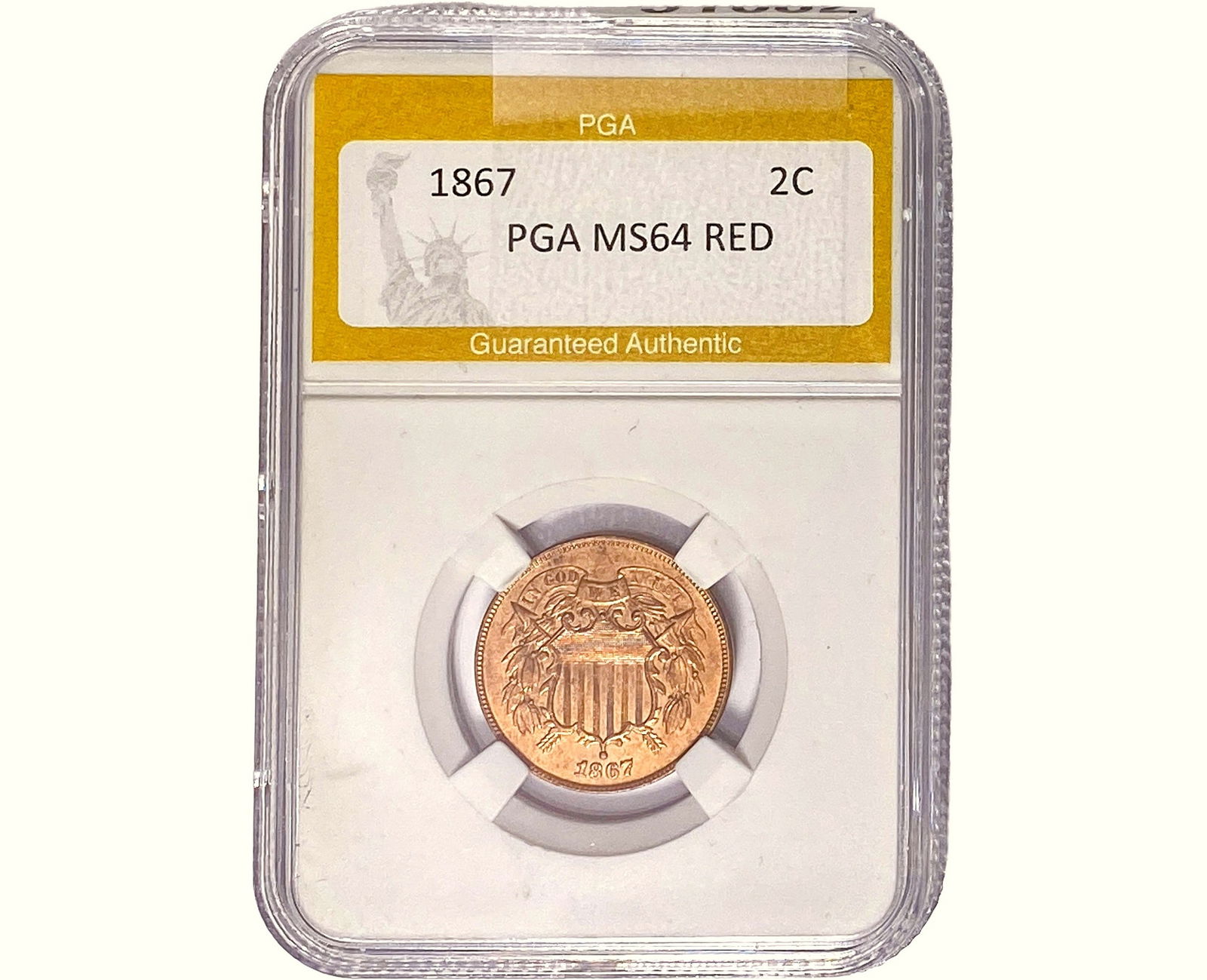 1867 Two Cent Piece PGA MS64 RED (1 of 2)