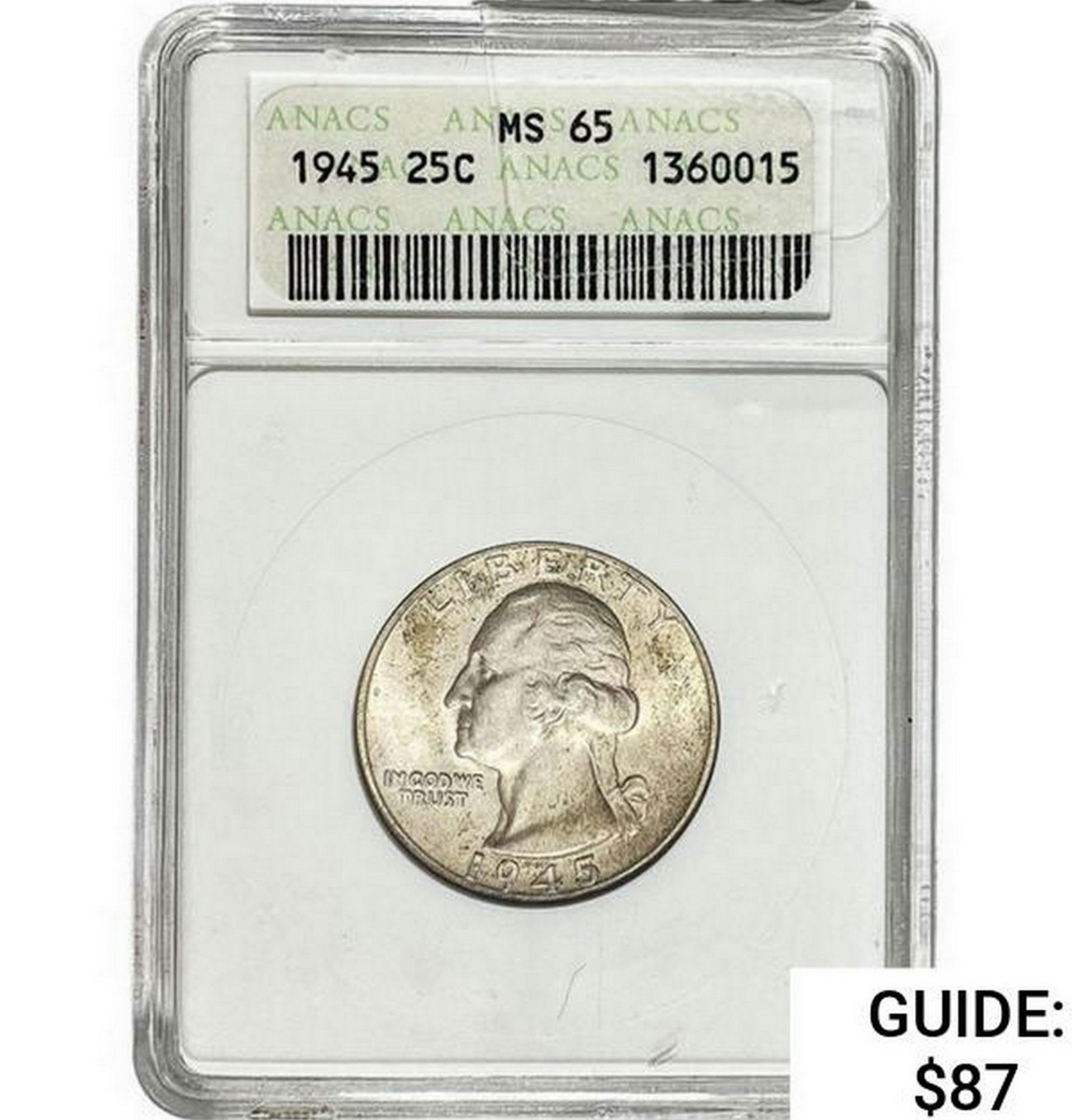 1945 Washington Silver Quarter ANACS MS65 (1 of 2)