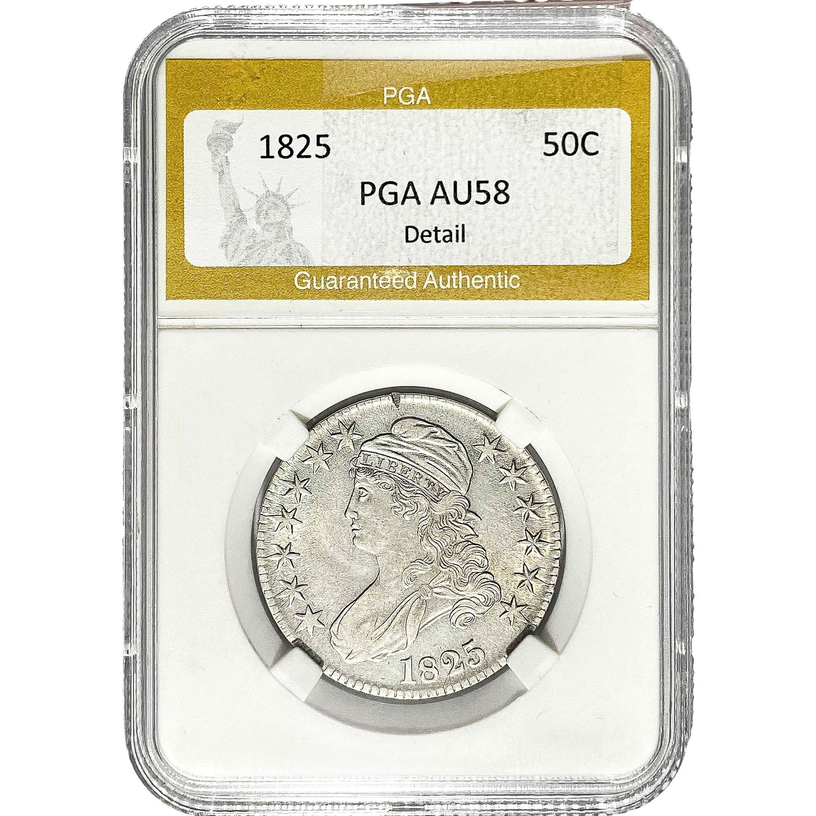 1825 Capped Bust Half Dollar PGA AU58 (1 of 2)