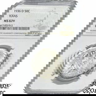 1936-D Texas Half Dollar NGC MS67+: 1936-D Texas Half Dollar NGC MS67+