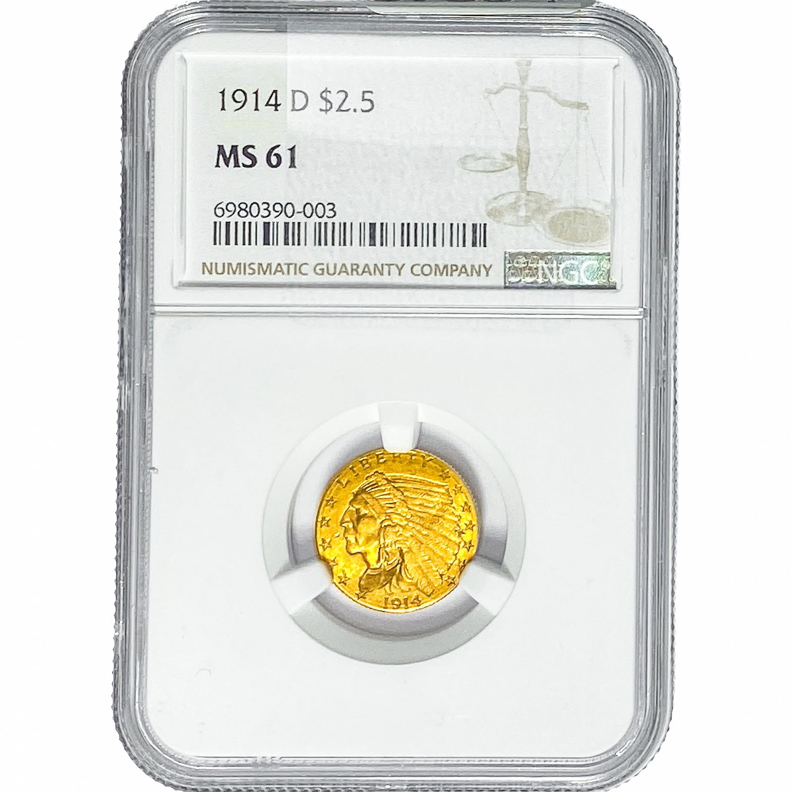 1914-D $2.50 Gold Quarter Eagle NGC MS61 (1 of 2)