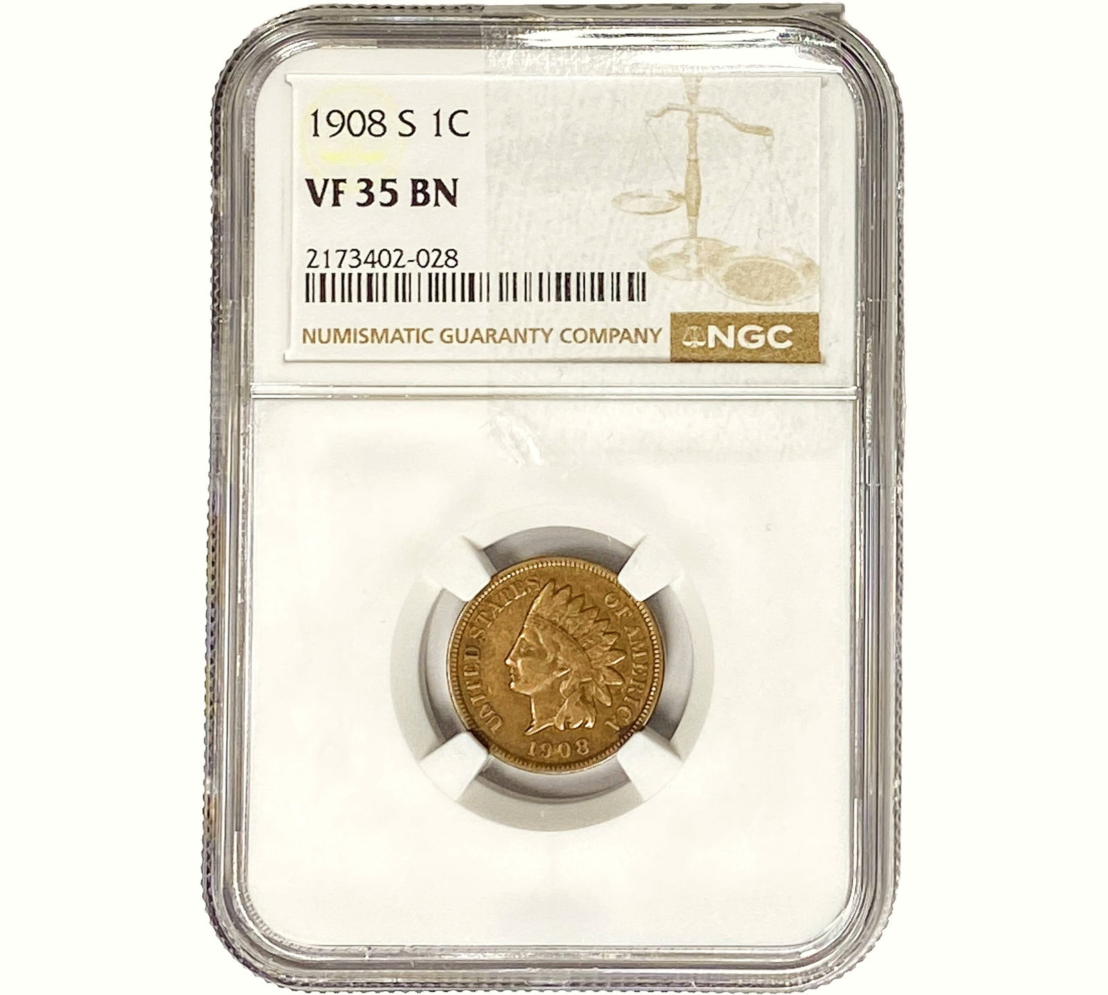 1908-S Indian Head Cent NGC VF35 BN (1 of 2)
