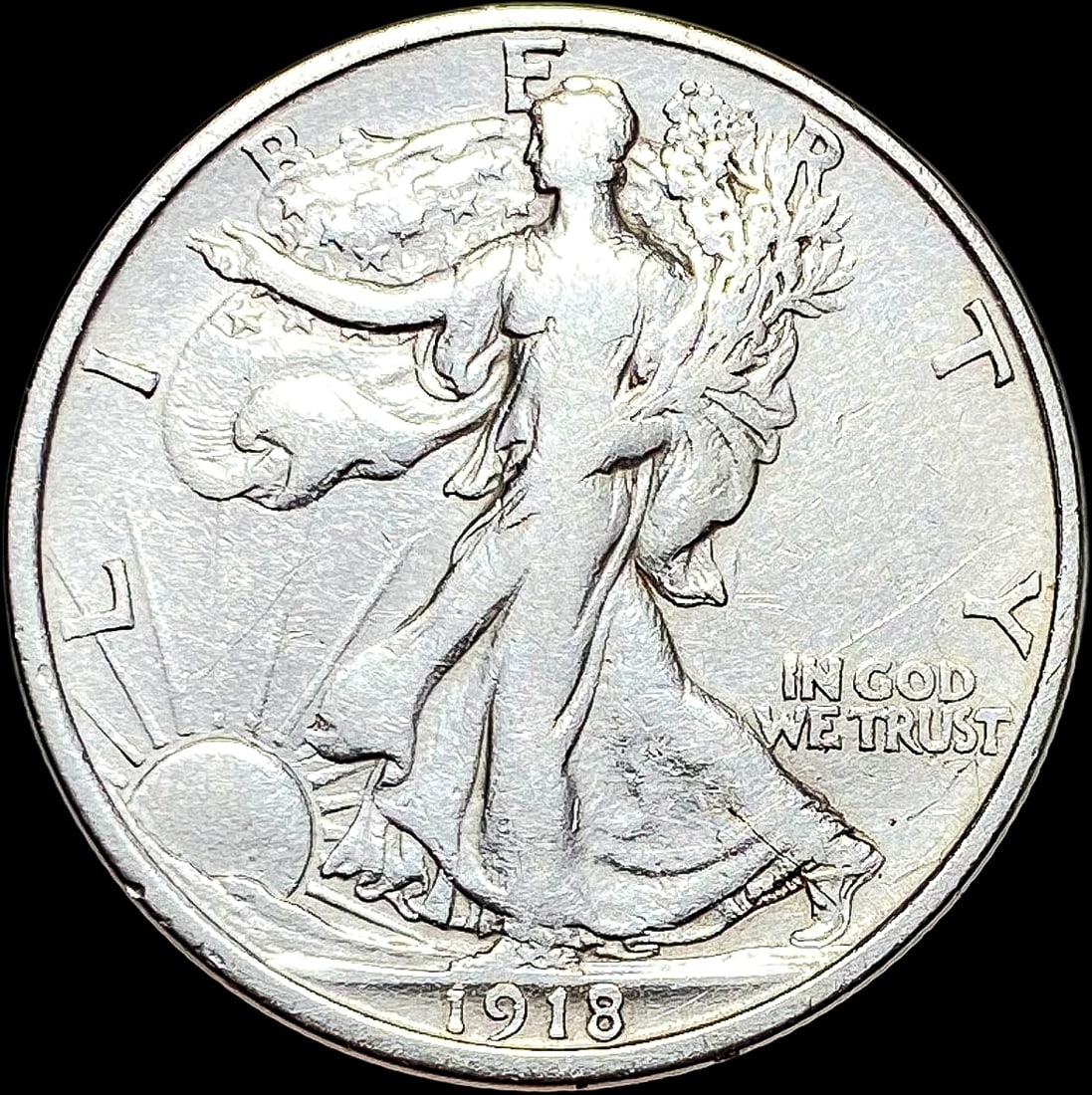 1918-D Walking Liberty Half Dollar NICELY CIRCULATED (1 of 2)