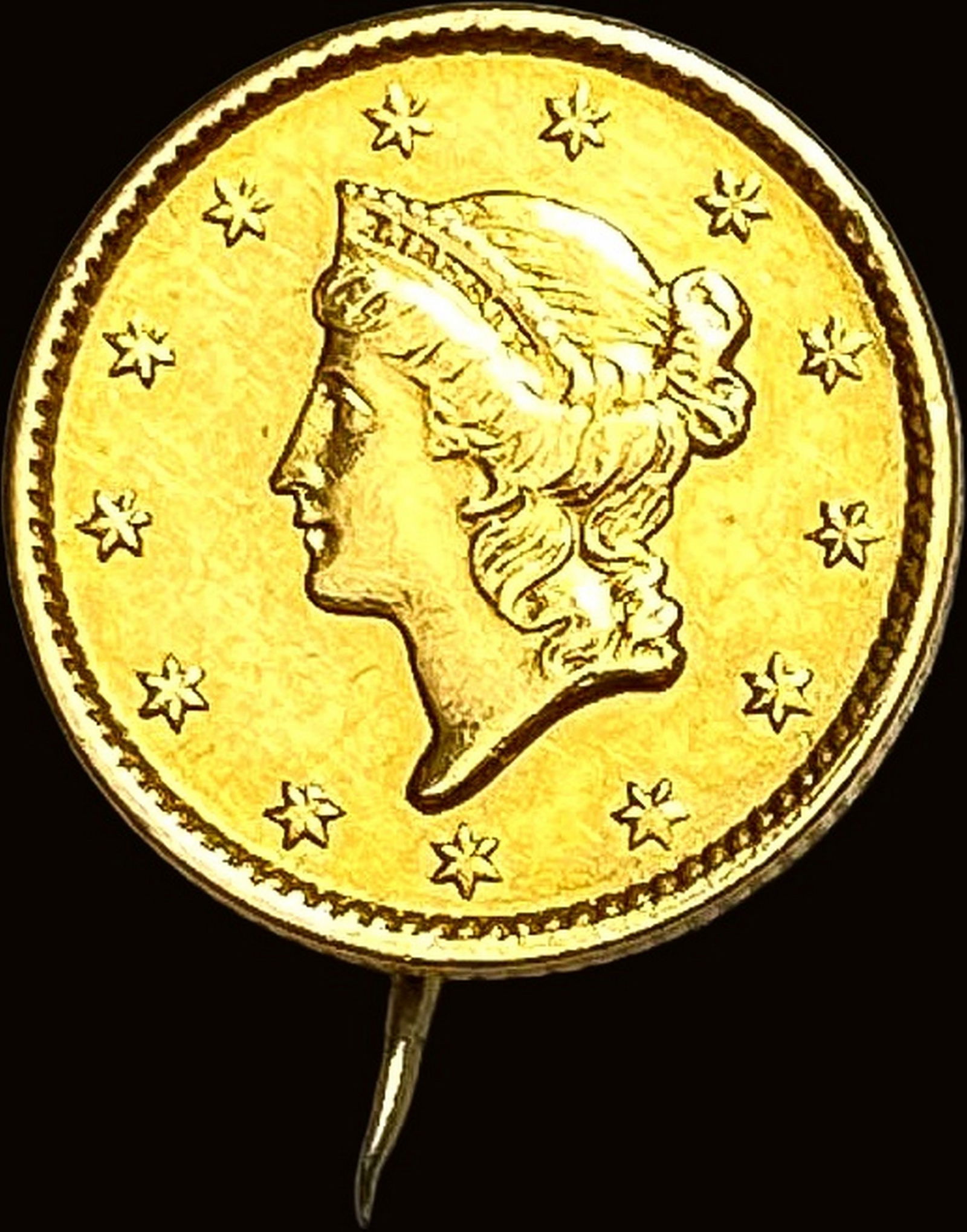 1851 Gold $1 Type 1 (jewelry mount) HIGH GRADE (1 of 2)