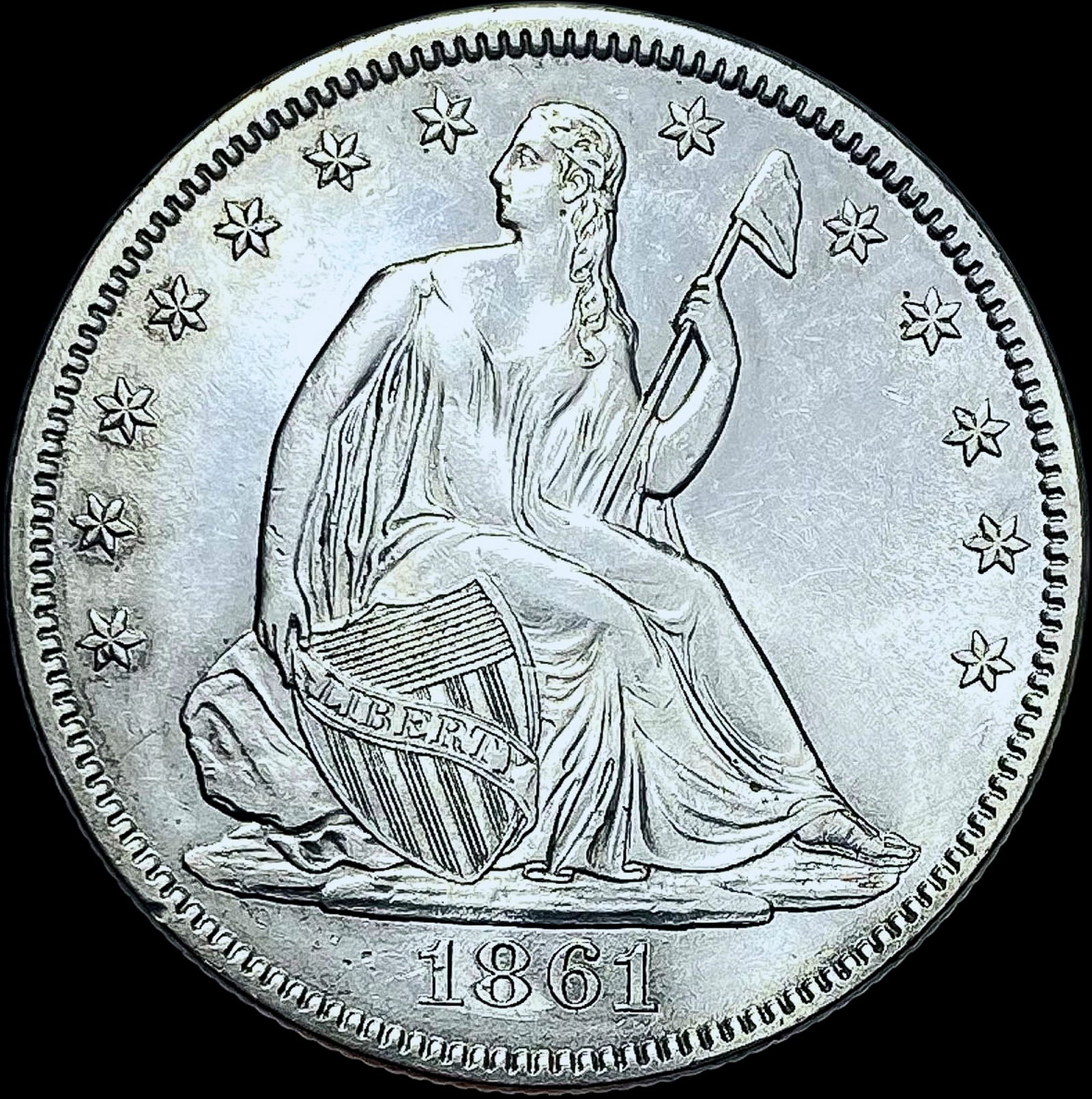 1861 Silver Seated Liberty Half Dollar GEM BU (1 of 2)
