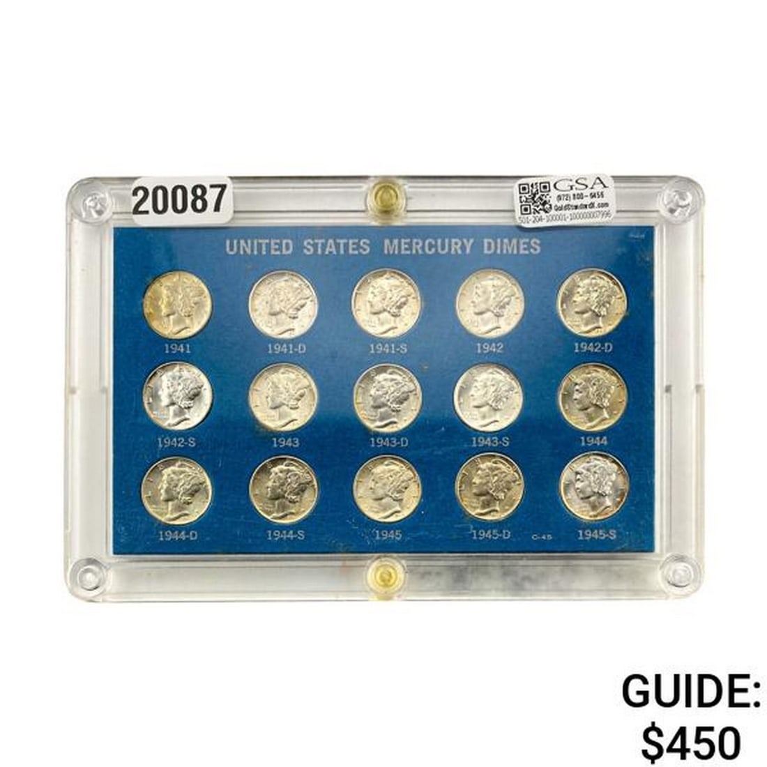 1941-1945 U.S. Mercury Dimes Set [15] Coins (1 of 2)