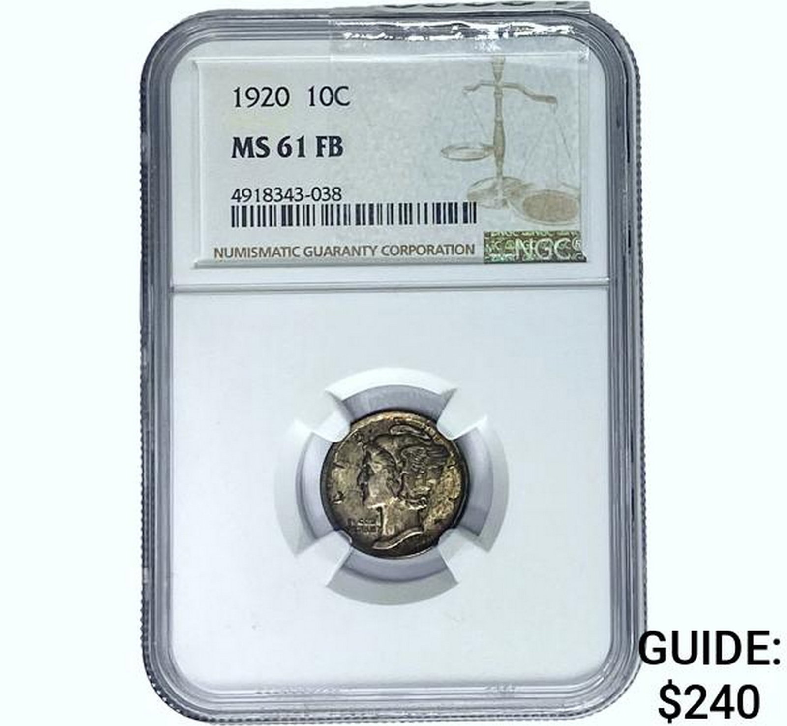 1920 Mercury Silver Dime NGC MS61 FB (1 of 2)