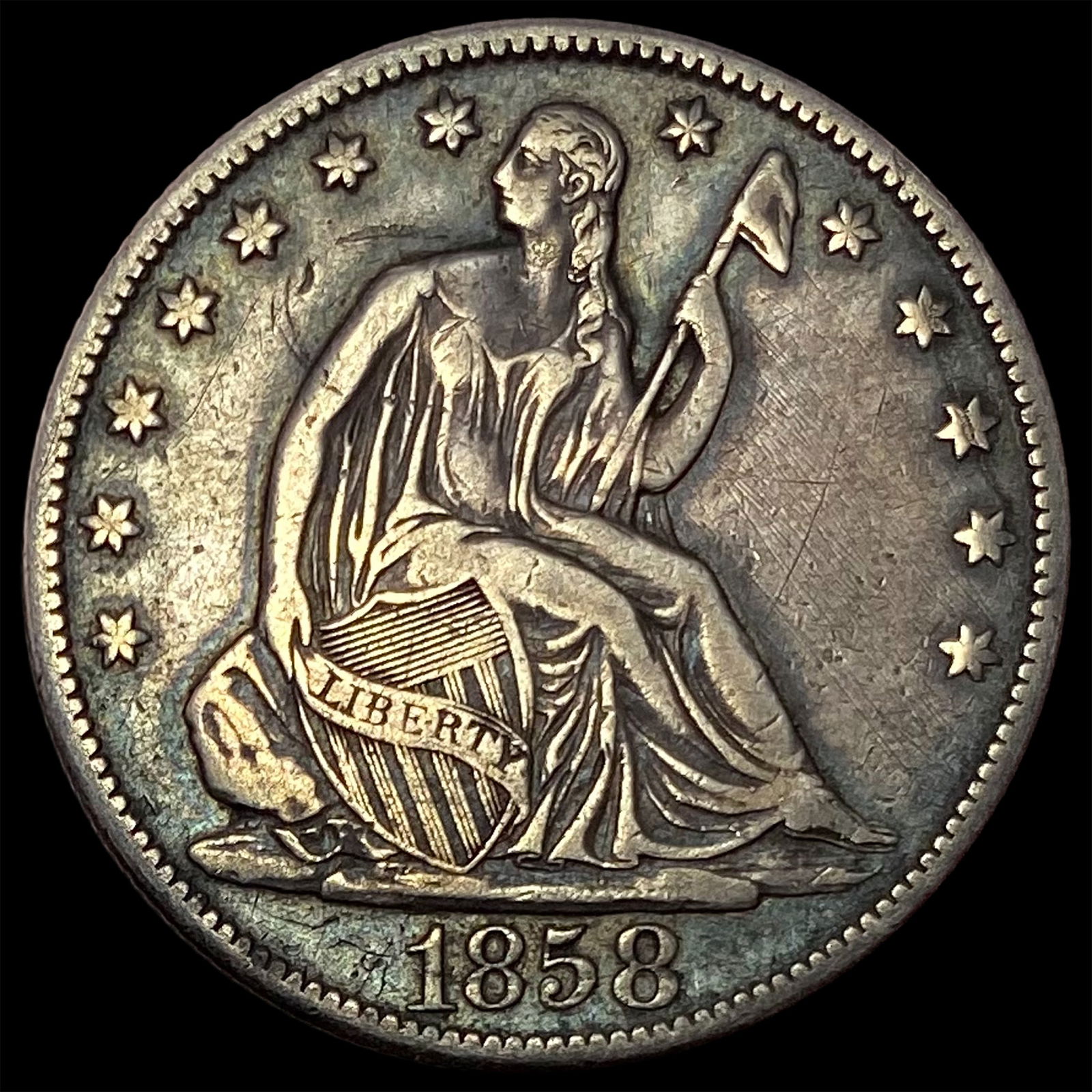 1858-O Seated Liberty Half Dollar LIGHTLY CIRCULATED (1 of 2)
