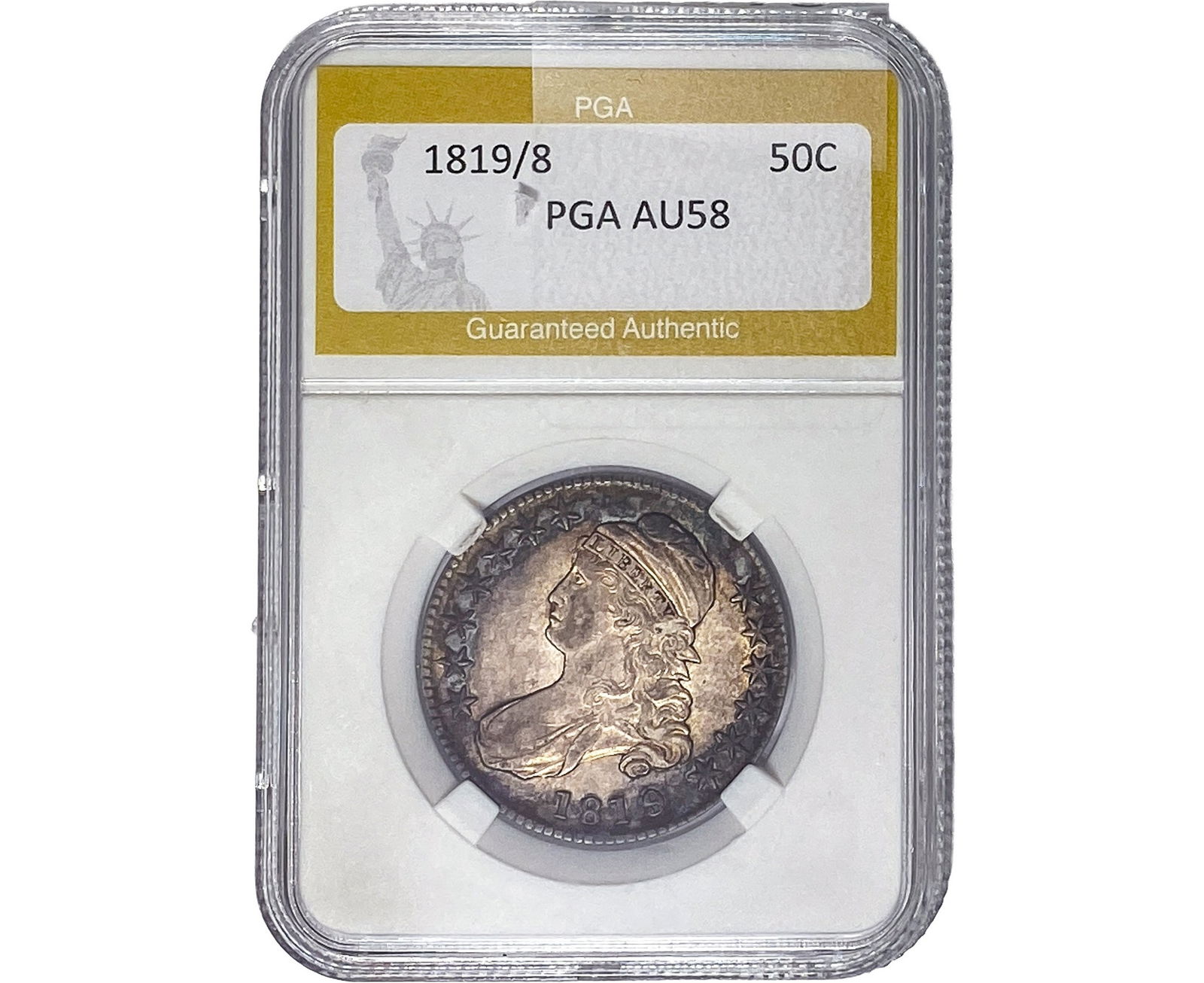 1819/8 Capped Bust Half Dollar PGA AU58 (1 of 2)