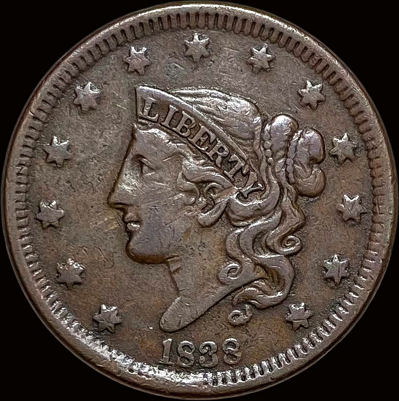 1838 Coronet Head Large Cent LIGHTLY CIRCULATED (1 of 2)