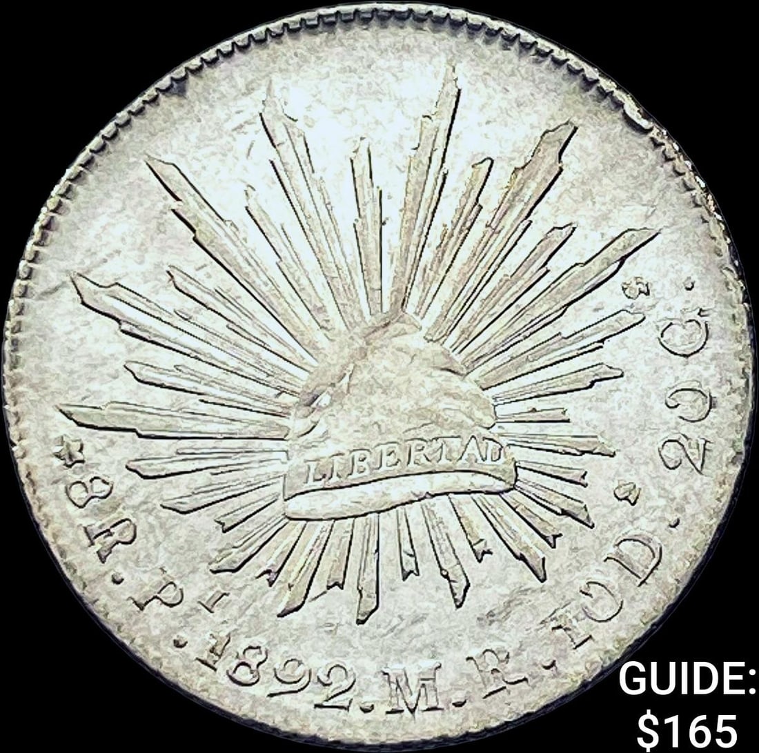 1892 P:MR Mexico Silver 8 Reales Cap & Ray UNCIRCULATED (1 of 2)