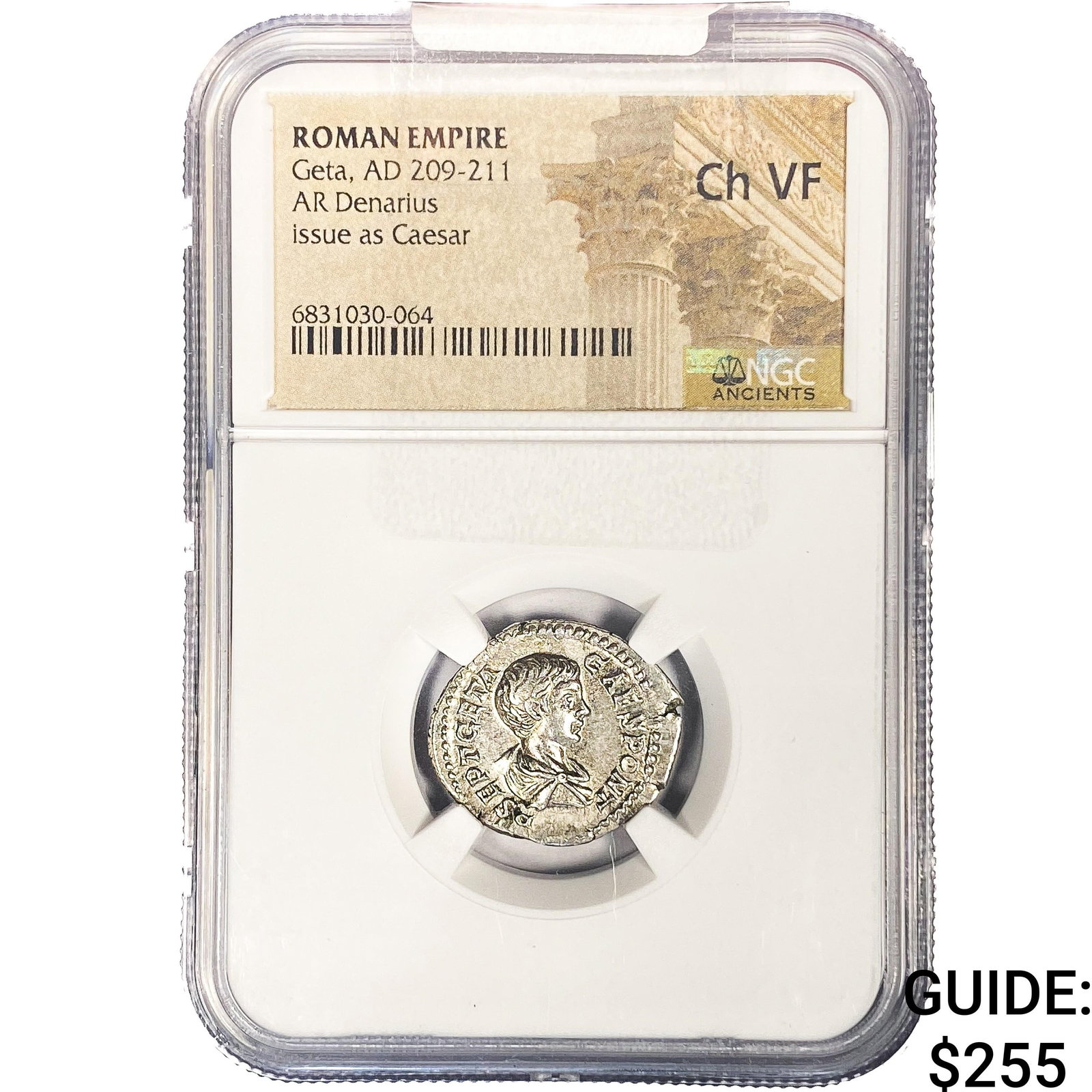 Roman Empire Geta, AD 209-211 Silver Denarius NGC: Roman Empire Geta, AD 209-211 Silver Denarius NGC