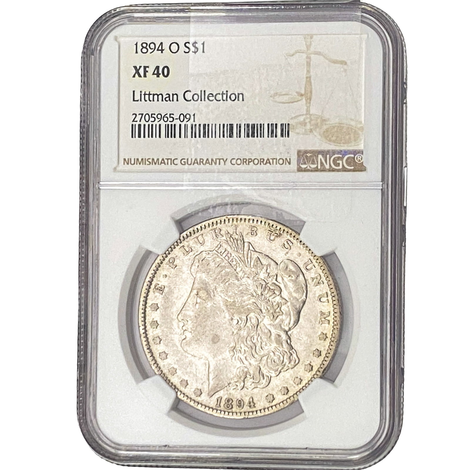 1894-O Morgan Silver Dollar NGC XF40 Littman Coll.: 1894-O Morgan Silver Dollar NGC XF40 Littman Coll.