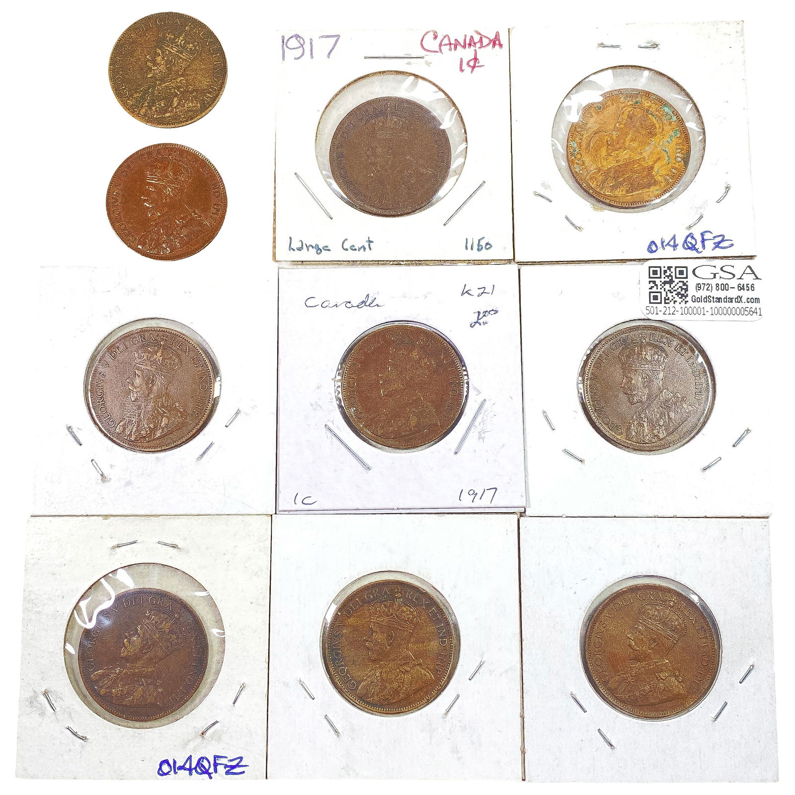 [10 Coins] 1917 High Grade Canada Large Cent (1 of 2)