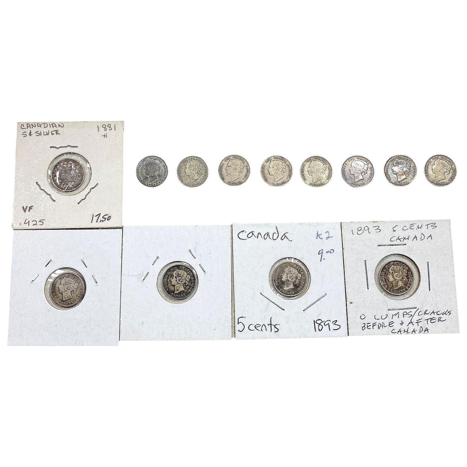 1881-1882 Better Date Canada 5 Cent Silver [13 Coins] (1 of 2)