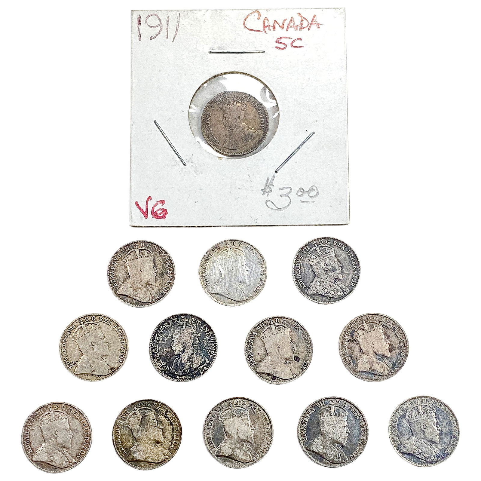 1910-1911 Canada 5 Cent Silver  [13 Coins (1 of 2)